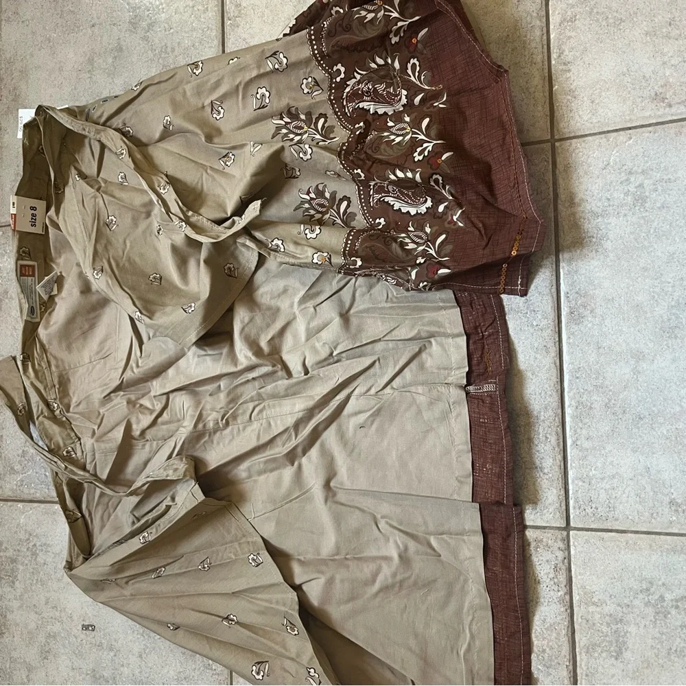 Womens Beige & Brown Floral wrap skirt